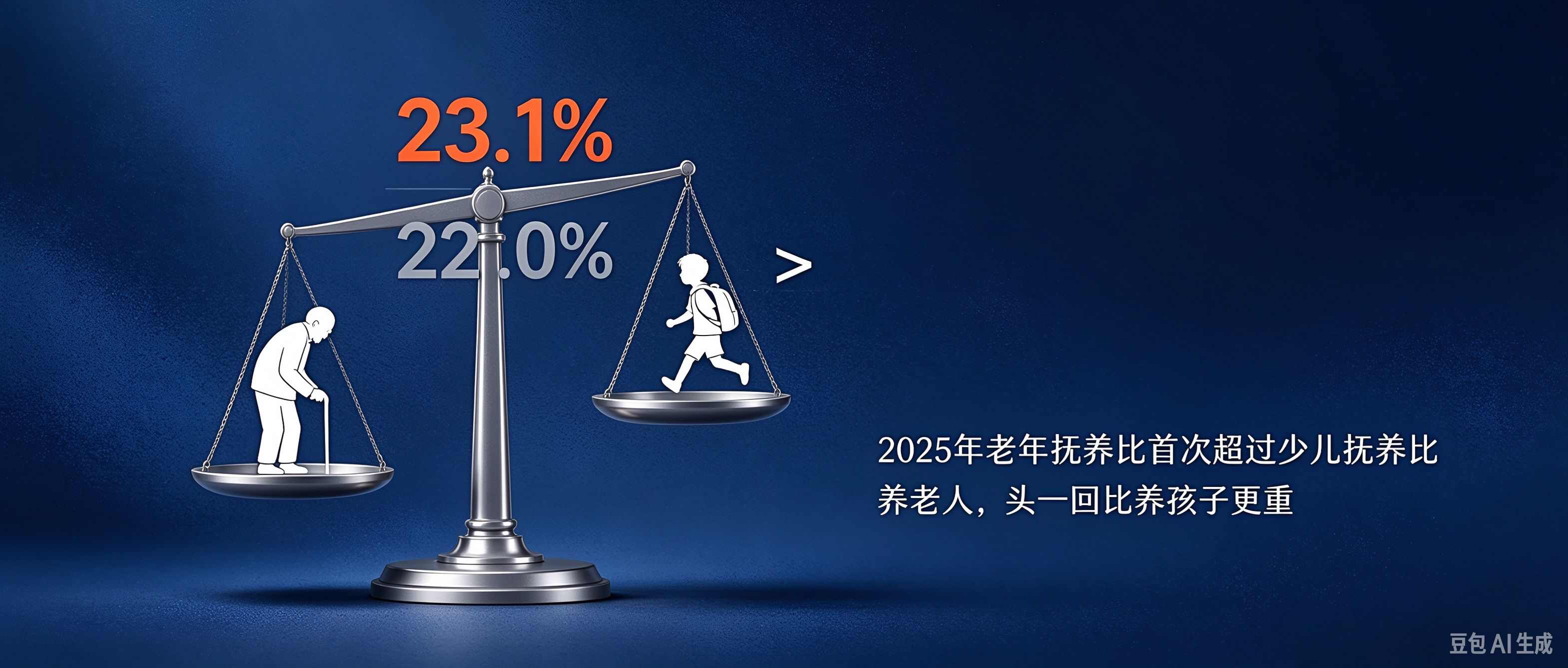 中国人口结构的座位上,老人第一次坐到了孩子前面